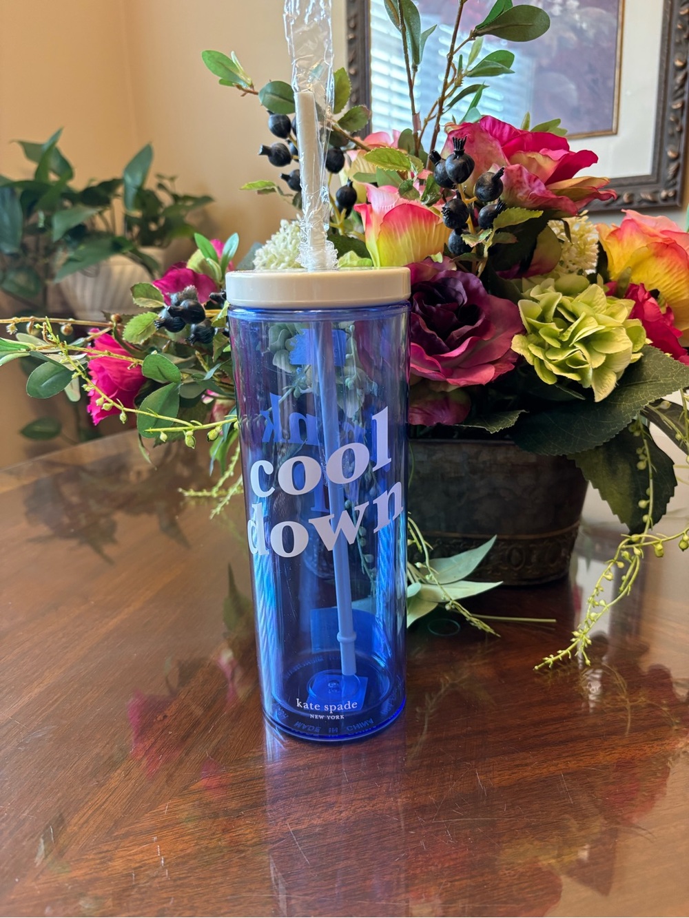 Kate Spade Blue “cool down” Tumbler NEW